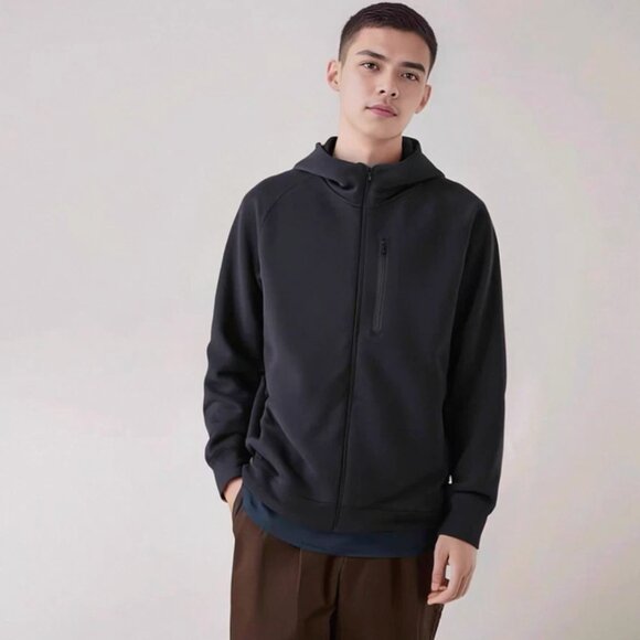 Unisex UNIQLO Airism Dry-EX Black Zip Hoodie Jacket S Quick-Dry Stretch 477284 - Picture 1 of 4